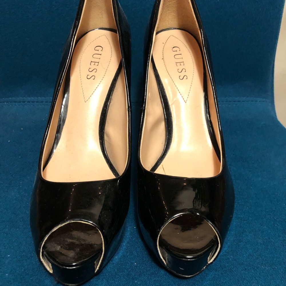 Guess women’s black peep toe heels